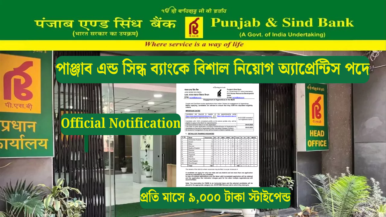 Punjab And Sind Bank Apprentices Recruitment 2025